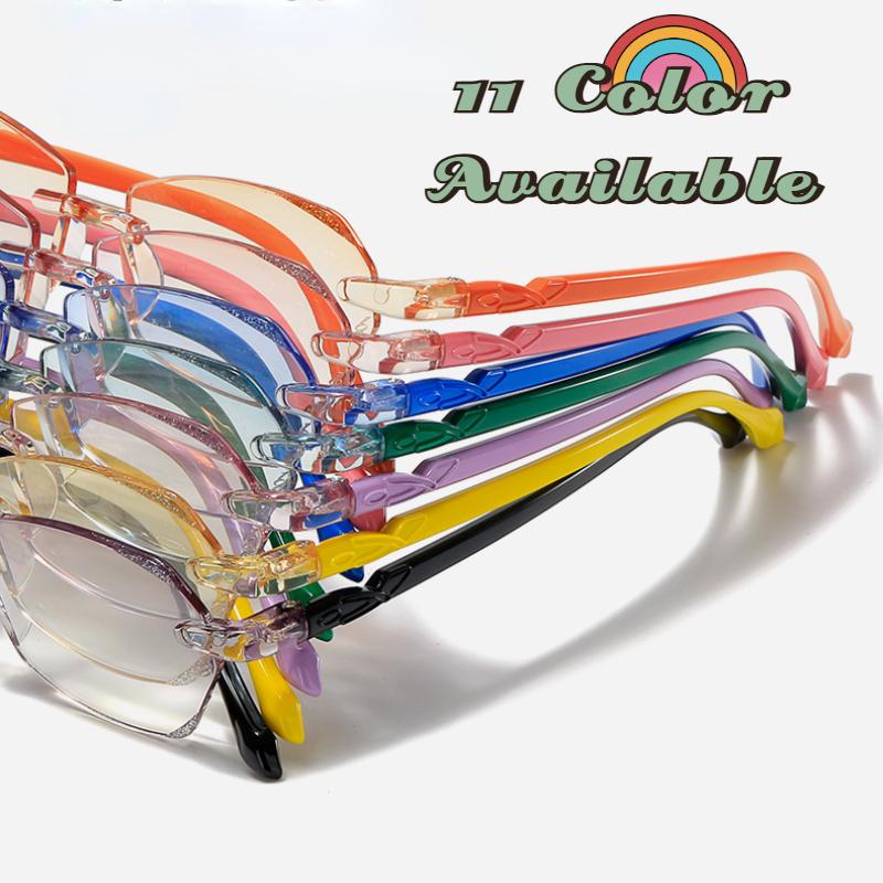 Rimless Reading Glasses Women Vintage Frameless Diamond Cut Edge Hyperopia Eyeglasses Anti Blue Light Computer Eyewear +1.0~+4.0