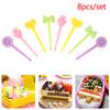 8Pcs Fruit Fork Mini Kids Snack Cake Dessert Food Pick Toothpick Bento Lunches