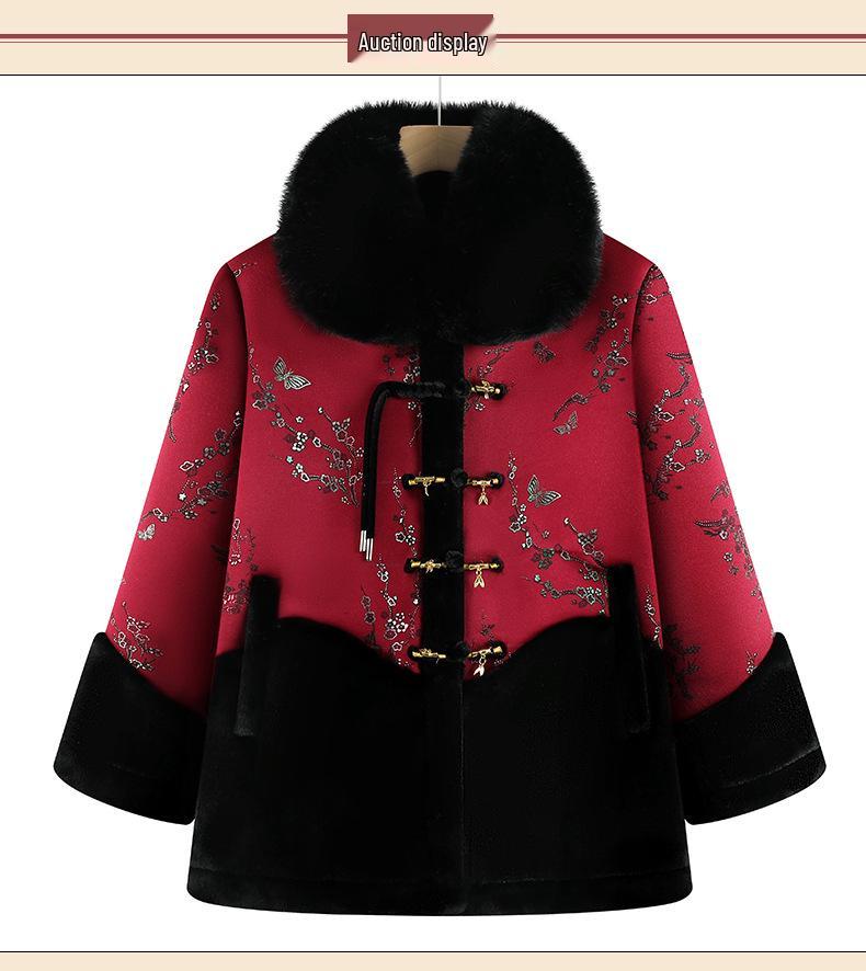 Velvet-Lined Cotton Winter Coat for Elderly Women: Warm, Stylish, Thickened Mother's Jacket