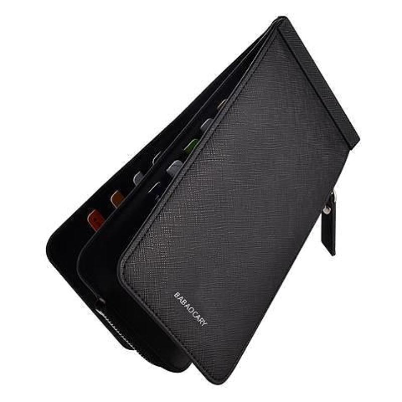 Herren Lang PU Leder Geldbörse Große Kapazität Reißverschluss Clutch Geldbörse 26 Kartenfächer Handyhalter Münzfach Business Geldbörse für Herren Damen