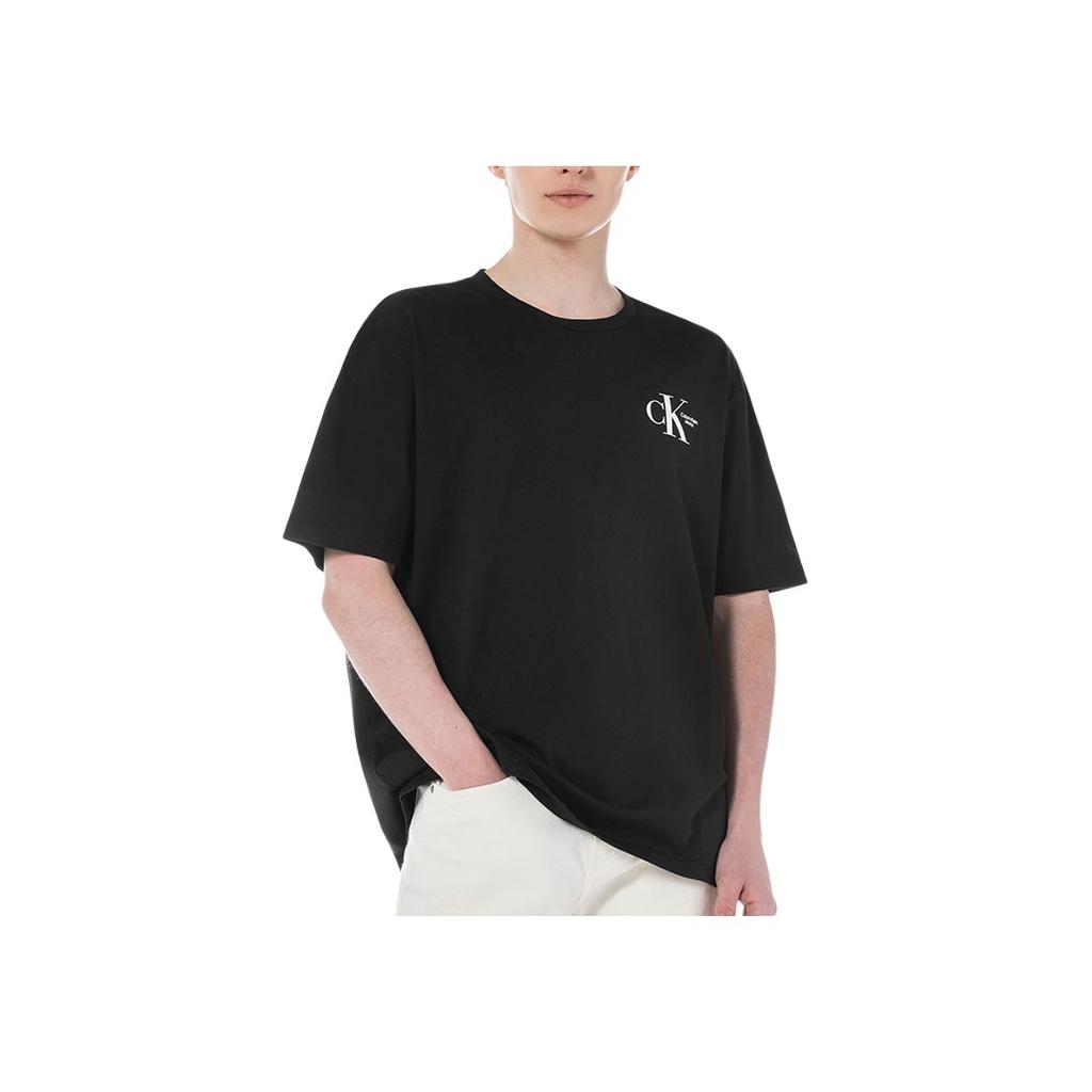 Calvin Klein Colorblock Letter Print Crew Neck Short Sleeve T-Shirt Men Tops Black J400168-BEH