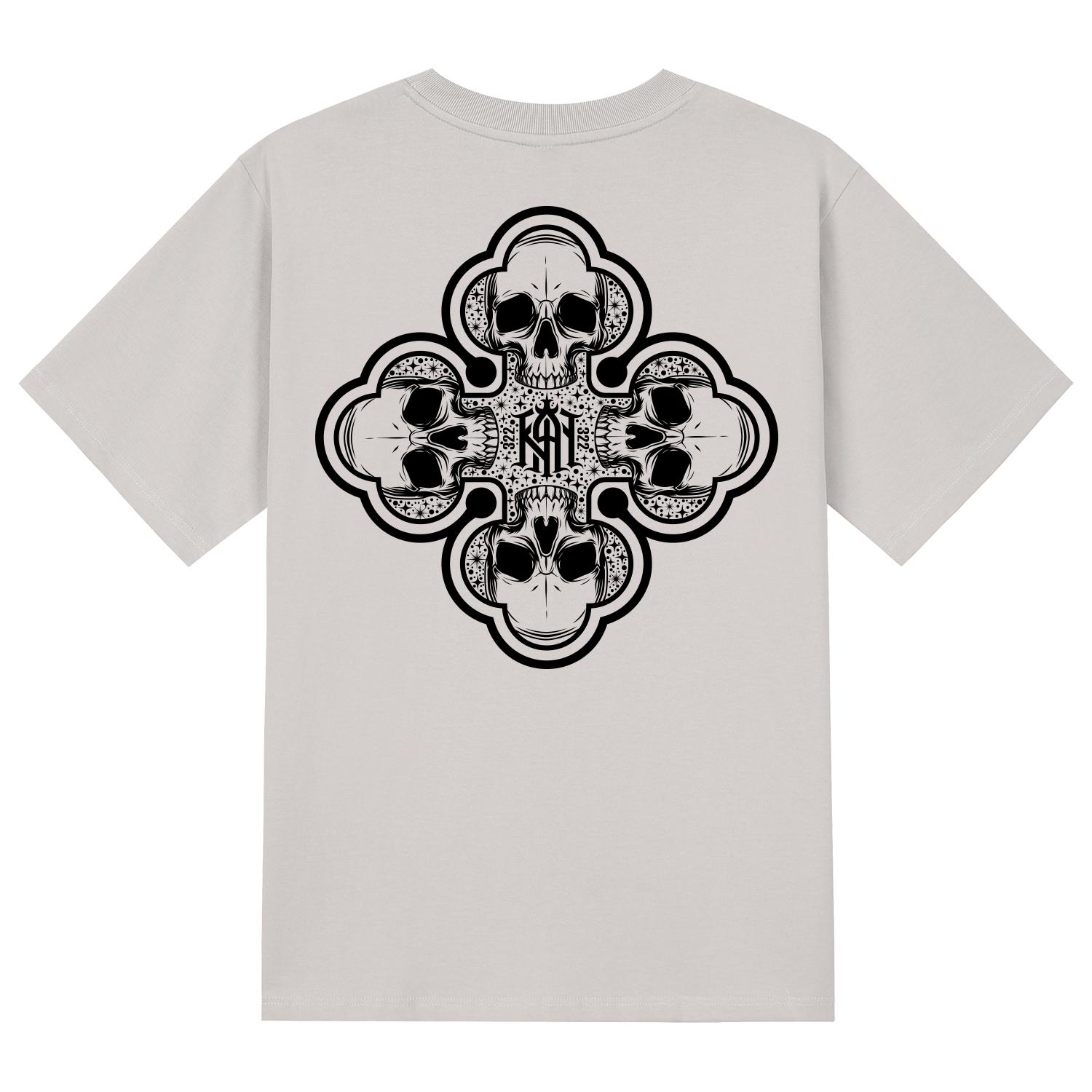 Khan 6312 Ktc0127 Skull Group 322 Short Sleeve T-Shirt - Beige Beige/M