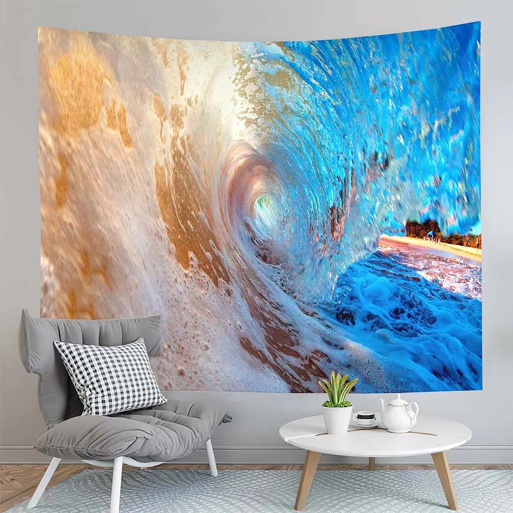 Ocean Wave Tapestry Surfing Wave Breaking Tapestry Natural Scenery Tapestry Wall Hanging Tapestries Art Living Room Bedroom Dorm
