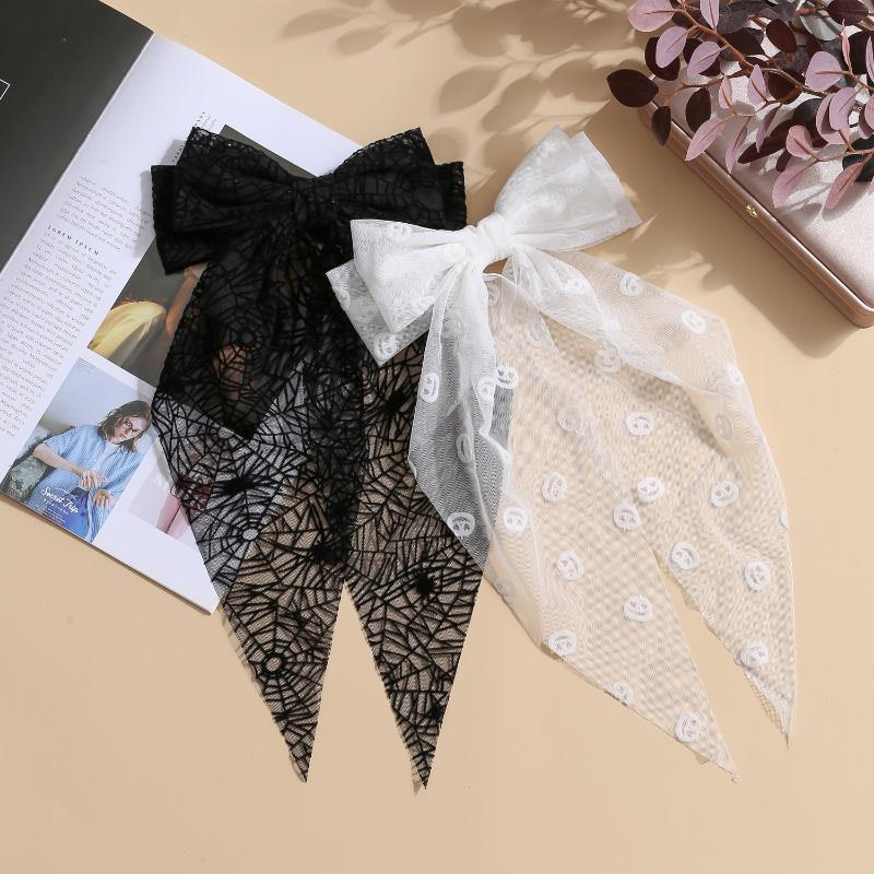 Punk Style Halloween Bat Mesh Bow Mysterious Black Heavy Duty Hair Clip Niche Design High-End Back Of The Head Hair Clip