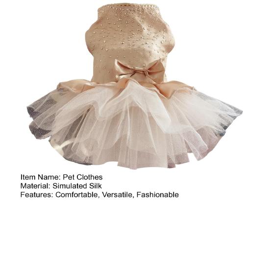 Pet Princess Dress Sparkly Bow And Sequins Tutu Dress Soft Dog Cat Costume Cute Party Outfit for Small Animals