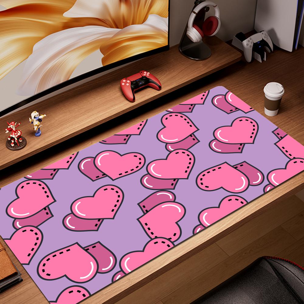 Coffee Love Heart Gaming Accessories Laptop Mousepad Rubber Antiskid Keyboard Mat Computer Offices Game Desk Mat Pink Mousepad