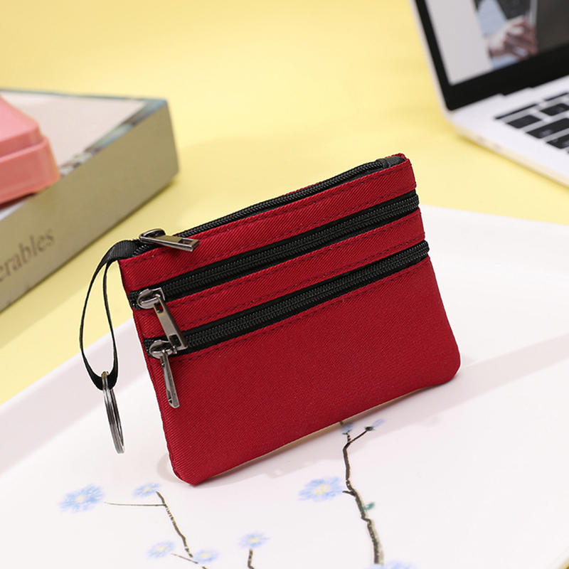 Durable Canvas Coin Purse Key Bag Zipper Kid Storage Pouch Money Pocket Solid Color Coin Key Bag Men Women Portable Card Wallet