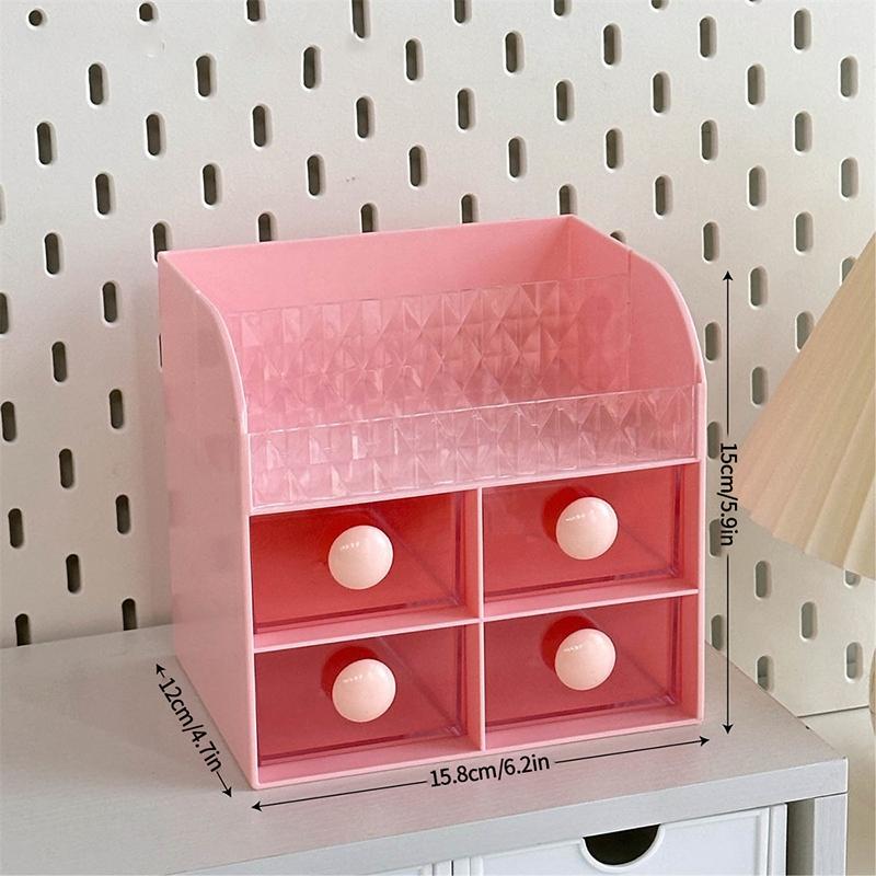 

Милый настольный ящик для хранения, большая вместительная коробка для хранения косметики, органайзер для макияжа, многоцелевой детский канцелярский чехол для ручек розовый