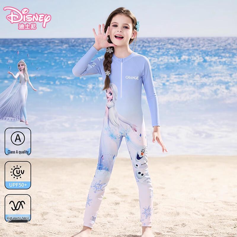 

Disney Girls Elsa Princess Blue Long Sleeve Sunsuit 130