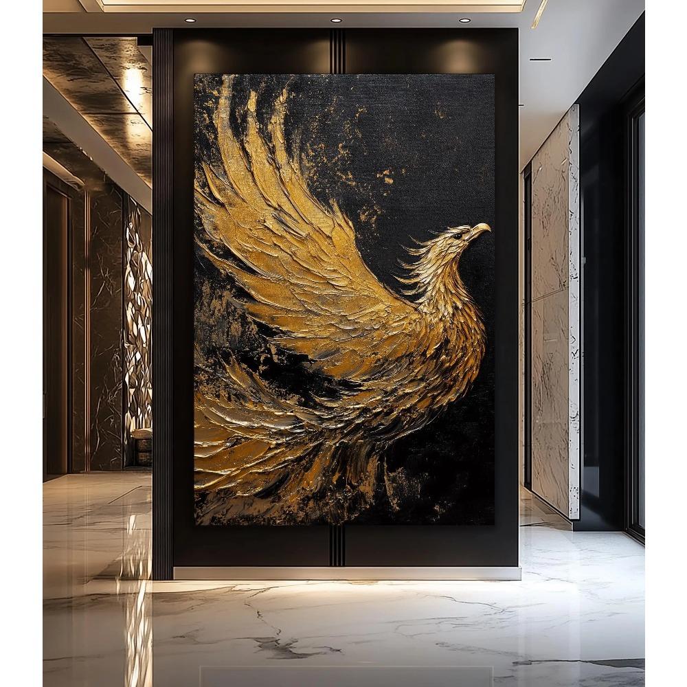 Fox Elephant Eagle Canvas Painting Black Gold Animal Print Poster Luxury Wild Animal Decoration Abstract Modern Gold Home Decor