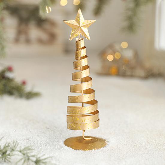 Yousheng Gold Spiral Christmas Tree Decor Glittering Tabletop Tree with Star Topper for Holiday Home Office Table Centerpiece Mantel Shelf Decor