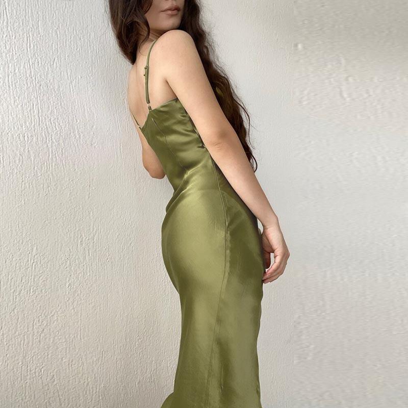 YYFS Women's Fashion Summer Spring Solid Color Print Sleeveless Suspenders High Waist Casual Dresses