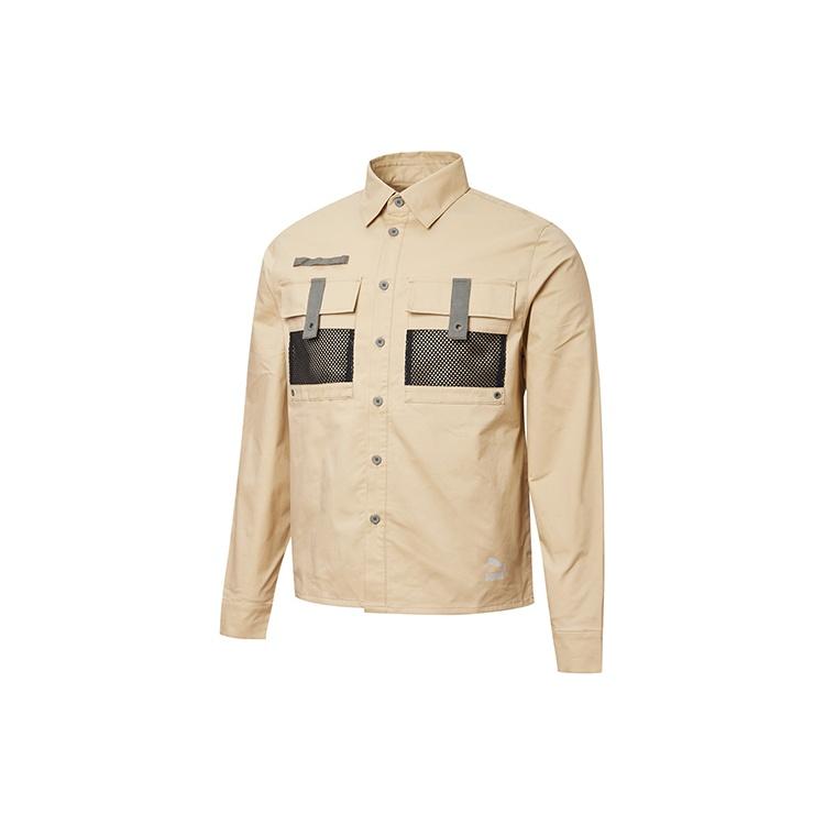PUMA lapel Casual Zipper Woven Jacket Khaki Men s 532186-12 M