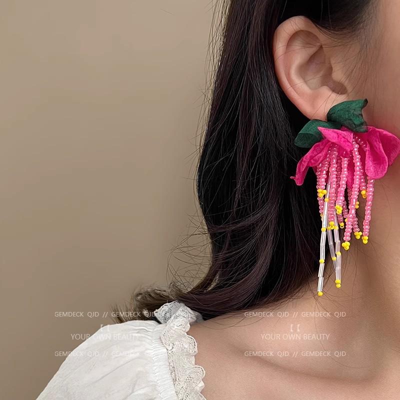Luxurious European & American Diamond Tassel Stud Earrings for Evenings and Parties