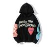 Unisex Kanye West Foam Heart Letter Graffiti Sweatshirt for Couples