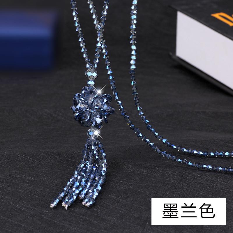 Crafted Beautifully Long Ethnic Crystal Necklace For Women With Stunning Detail Tassel