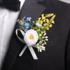 Artificial Wedding Corsage And Boutonniere Set Silk Flower Wrist Corsage And Lapel Pin for Bridal Party Business Opening Ceremony Guest Flower