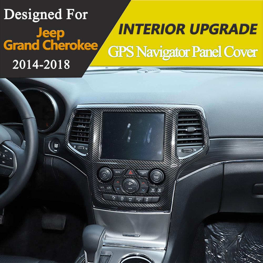 Center Console Navigation Panel Decoration Cover Trim for Jeep Grand Cherokee 2014 2015-2018 Carbon Fiber Interior Accessories