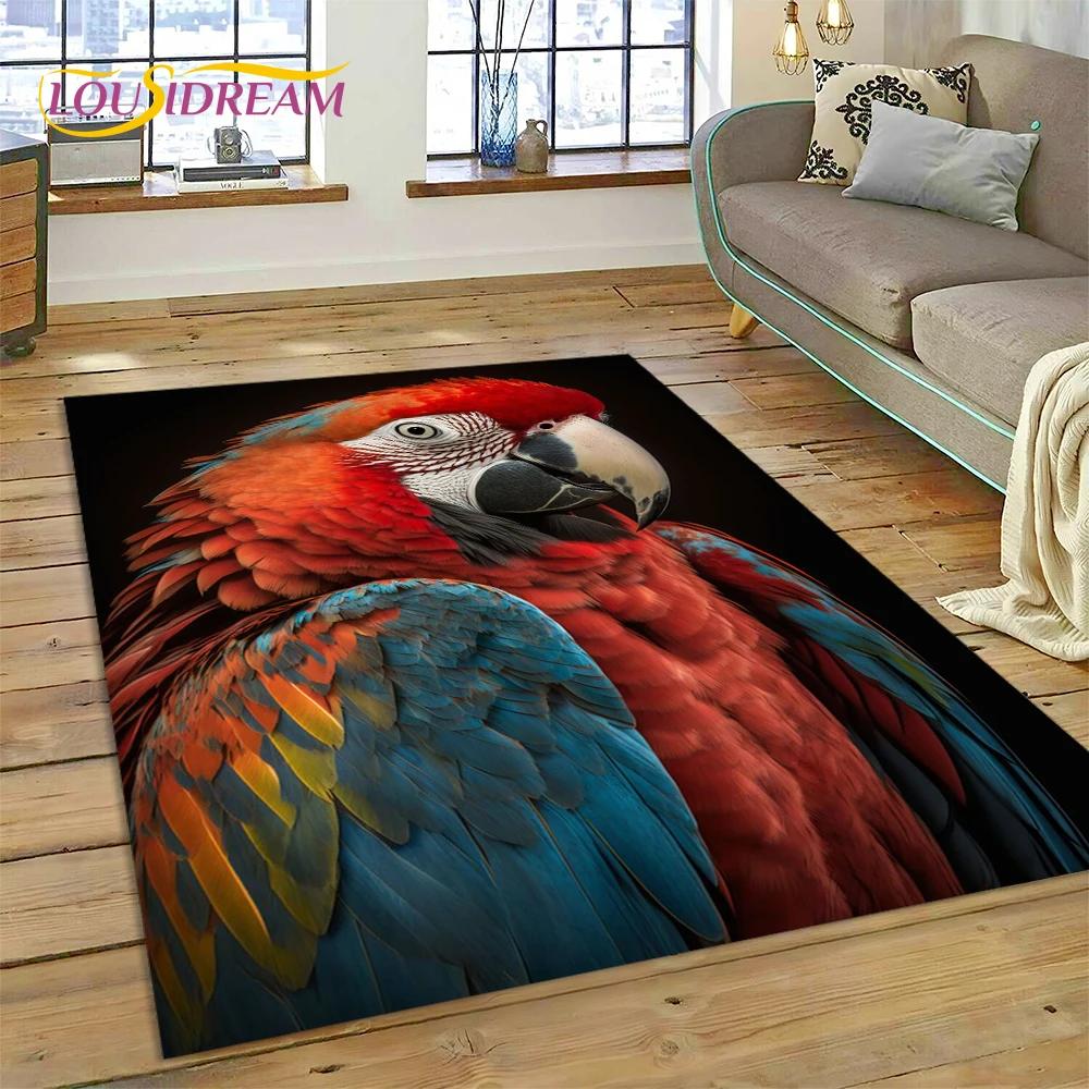 Colorful Parrot Macaw Budgerigar Bird Carpet Rug for Home Living Room Bedroom Sofa Doormat Decor,kid Area Rug Non-slip Floor Mat