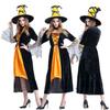 Hot Halloween Vampire Grey Orange Witch Big Adult Reaper Dress, Halloween Costume