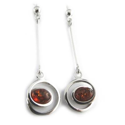 [N1963] - Amber 'Inspiration' Silver Earrings (rhodium-plated)
