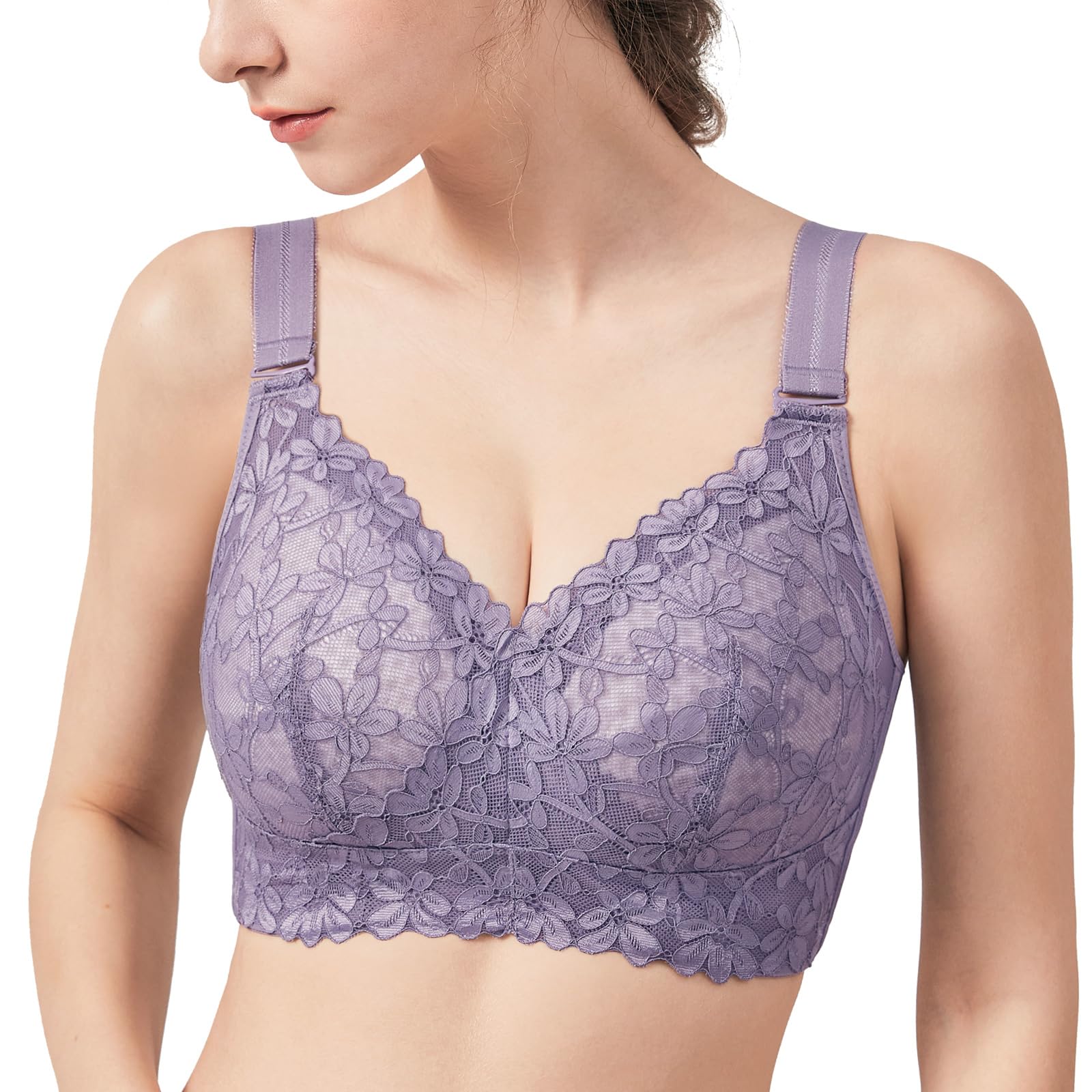 

Корректирующий Высокий Полный Делает Грудь Большого Размера [TIRASS] Бюстгальтер, Кружево, Без косточек, Боковая часть, Чашка, Меньше, Бюстгальтер-макияж, фиолетовый