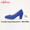 Fashion Aphixta Blue Leapard Red Round Toe 6cm High Chunky High Heels Flock Pumps Women Hot Sale Party Disco Dance Big Size 35-42