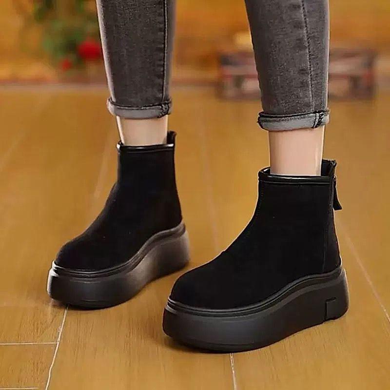 Women's Winter Fleece Lined Ankle Boots Warm Slip On Platform Snow Boots