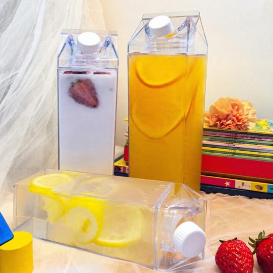 Square Plastic Milk Bottle Leak-Proof Rotating Seal Cap Bottle Coffee And Tea Bottle