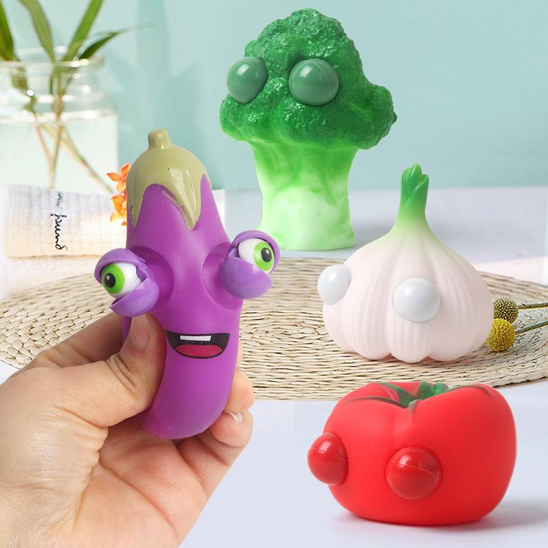 Pop Eye Squeeze Cartoon Fruit Sensory Toys Fun Novetly Fidget Stress Relief Anxiety Eyeball Bouncing Toy Gifts For Kids Adults