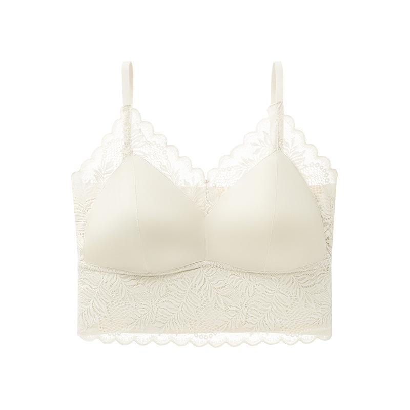 

Lace Patchwork Seamless Satin Camisole: Breathable, Wire-Free Lingerie for Enhancing and Gathering Small Chests with Beautiful Back Design. M [90-110 lbs]