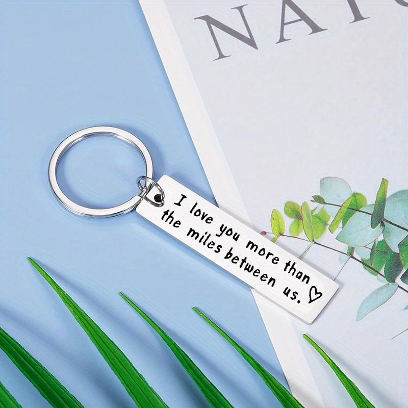 Gift for Boyfriend Girlfriend, I Love You More Than The Miles Between Us Keyring, Anniversary Valentines Gift