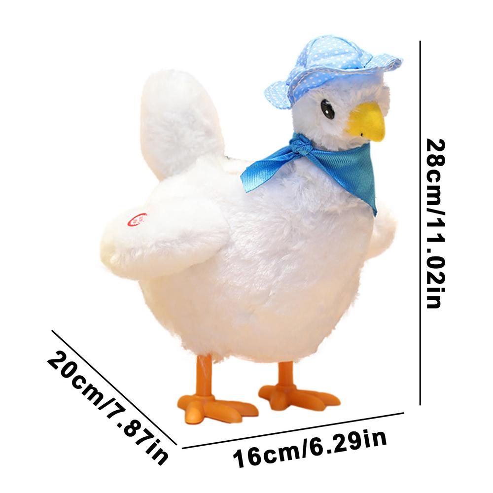 

Stuffed Chicken with Egg Plush Hen Puzzle Fun Musical Chicken Figurine Pet Toys Interactive Cat Toys Lays Eggs for Holiday білий