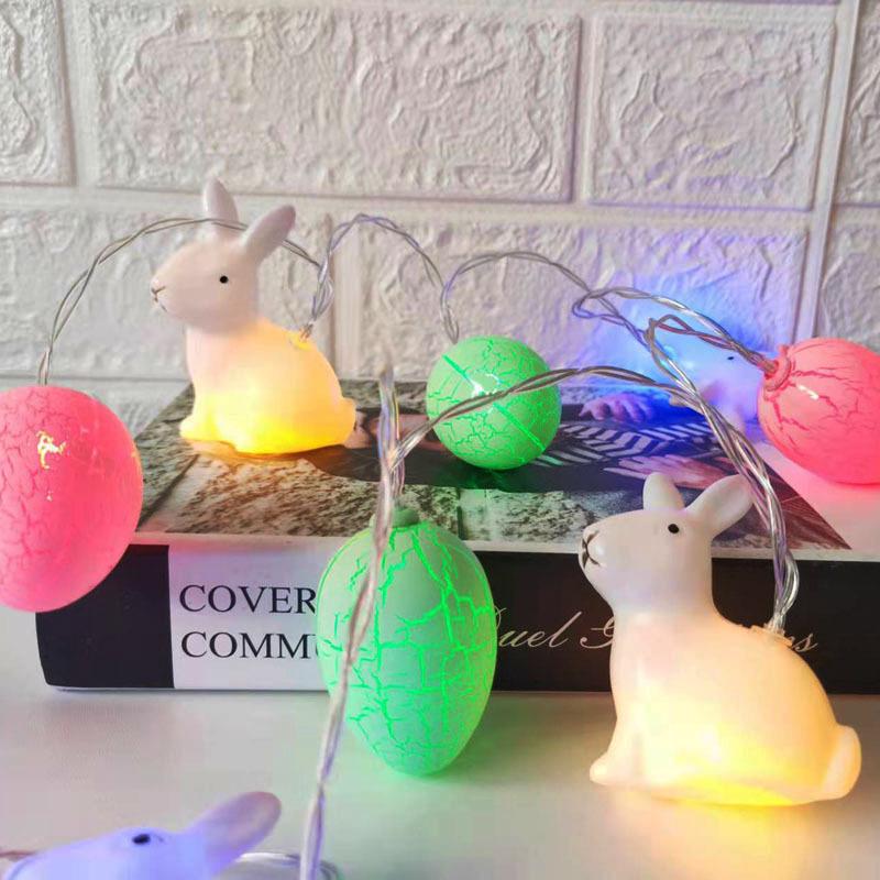 Cross-border LED Easter String Lights with Painted Eggs, Chickens & Rabbits - Indoor Decoration