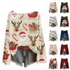 Women's Christmas Print Lightweight Sweater, Casual Long Sleeve Knit Pullover for Holiday
