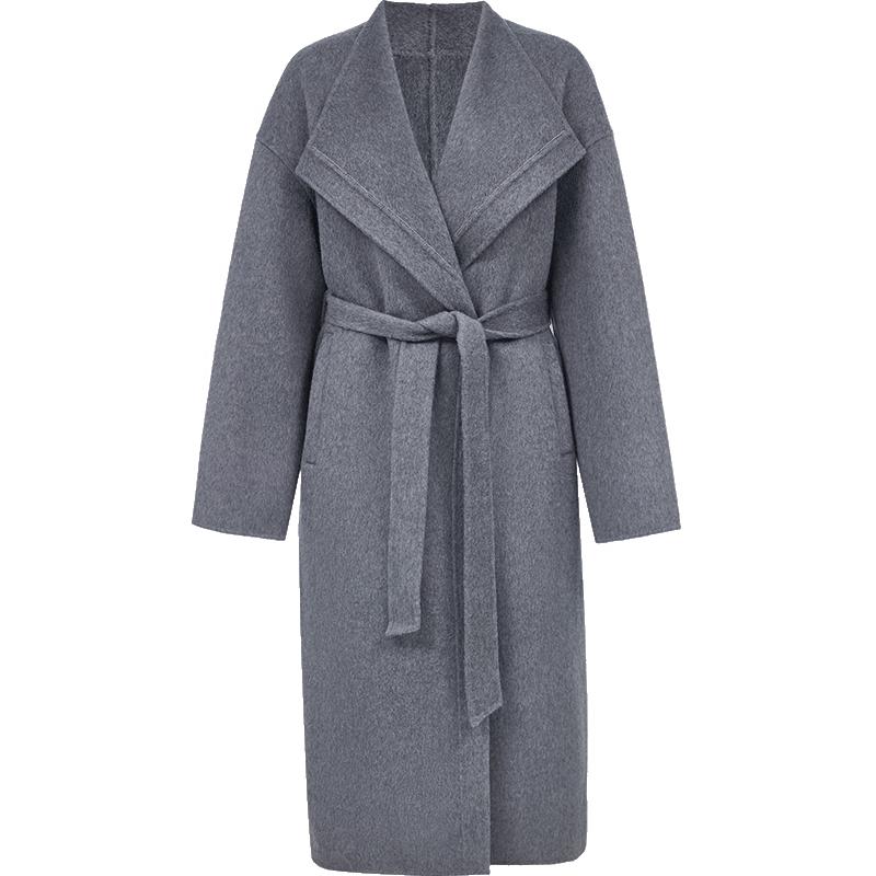 VEROMODA Elegant Metal Bead Chain Double-faced Wool Coat