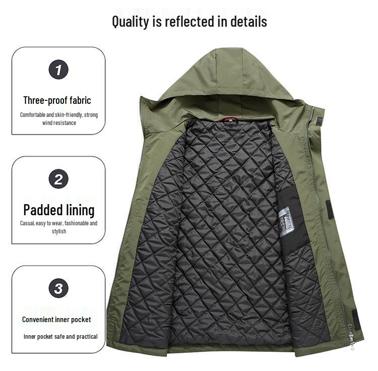 Men's Plus Size Loose Cotton Windbreaker Jacket for Autumn and Winter - Outdoor Special Body Cotton-Padded Jacket