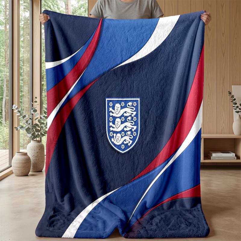 England Football Printed Flannel Blanket Skin Friendly Warm Decorative Throw for Indoor Couch Bed Daily Use