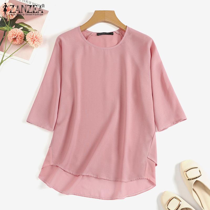 

ZANZEA Женская Повседневная O-образный вырез 3/4 Рукав Летняя футболка