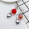 Elegant Strawberry Heart Key Chain Adornment Stylish Keyring Pendant Fashionable Bag Charm Jewelry for Women and Girls