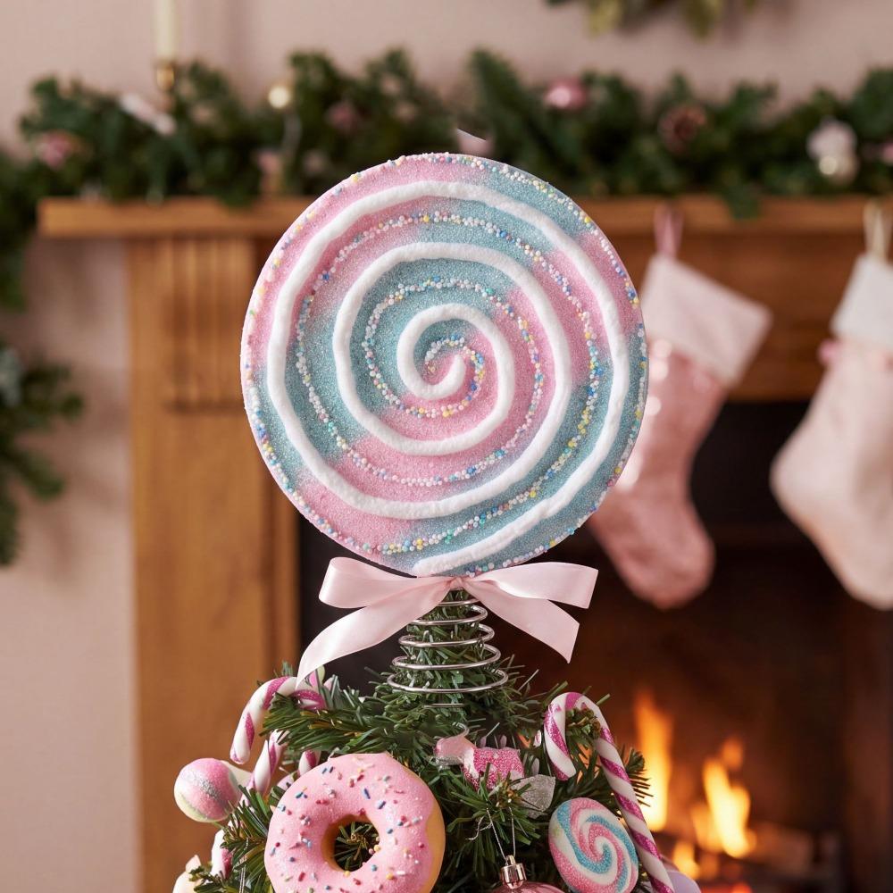 Colorful Icing Design Candy Christmas Tree Topper Festival Party Scene Decoration New Year