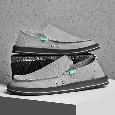 Chaussures d'été classiques grises pour hommes Taille 39-47 Mocassins en toile respirante Chaussures pour hommes à enfiler Chaussures décontractées pour hommes mocasines de hombrer