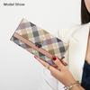 2024 Getäfeltes Echtleder-Portemonnaie Buntes Plaid Lange Damen-Portemonnaies Hohe Kapazität Telefon-Clutch-Taschen für Damen-Geldbörse