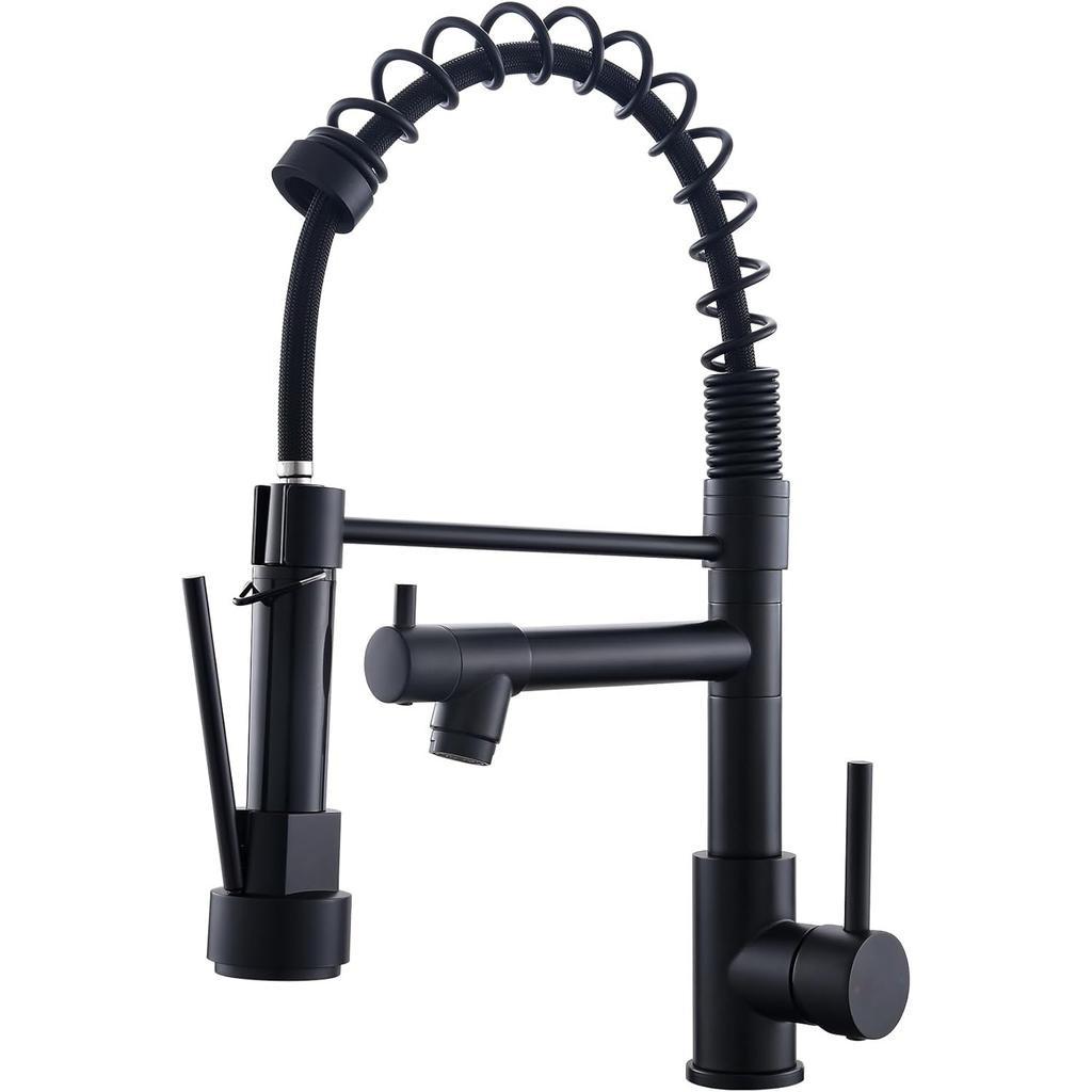 Kitchen Faucet Contemporary Spring Design Single Handle Copper with Pull Down &Out Sprayer in Brushed Nickel