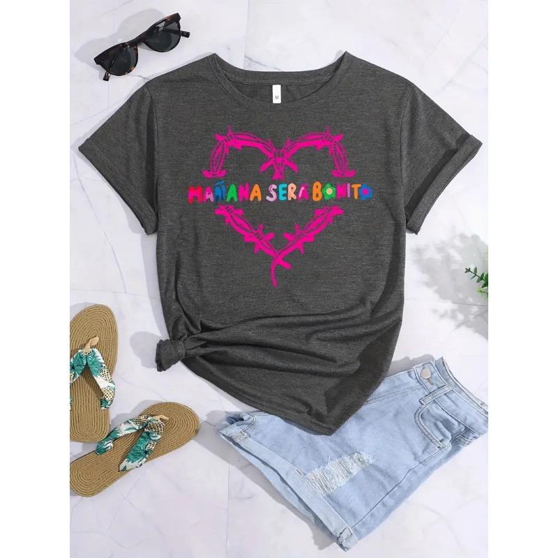 

Женская футболка с круглым вырезом и принтом Love Letter, короткий рукав 2XL темно-серого