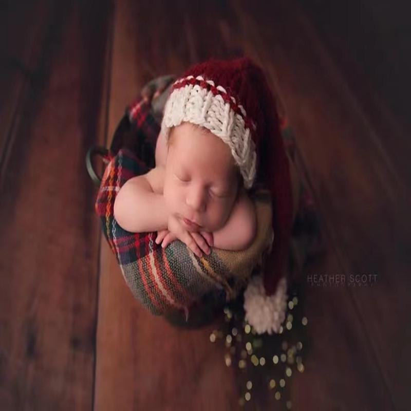 Handgestrickte Neugeborenen-Weihnachtsmütze für Fotoshootings und Vollmond-Requisiten