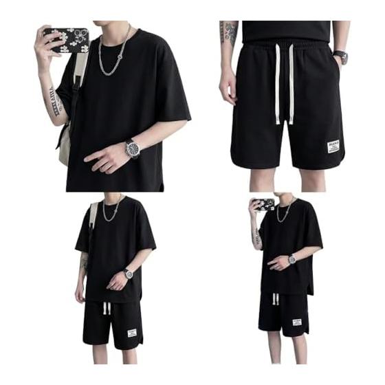 [Electric Circus] Men's top and bottom set T-shirt for everything from loungewear to going out, easy to move in, loose silhouette setup