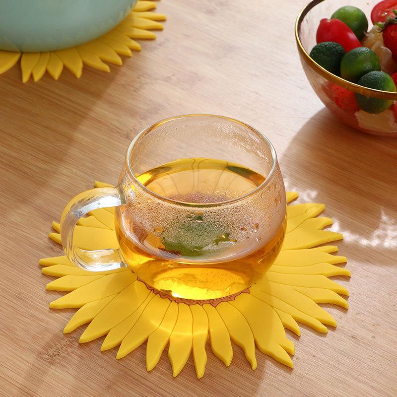 Silikon-Topfuntersetzer Topfmatte Sonnenblume Pfanne Topfhalter Hitzebeständig Rutschfest Heißes Geschirr Untersetzer für Küche Esstisch Arbeitsplatte