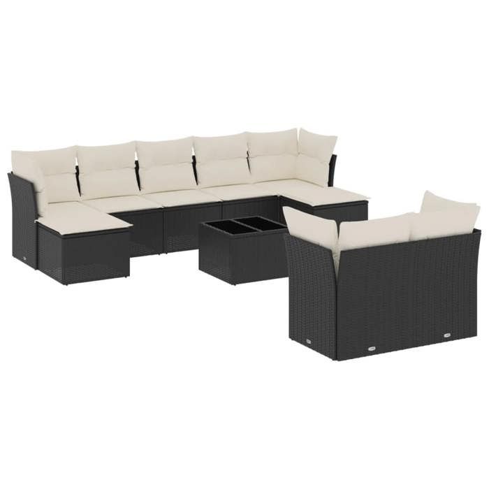 VidaXL Garden Lounge Set with Cushions 10 Pcs, Patio Sofas, Patio Furniture Set, Outdoor Furniture, Black 3218316