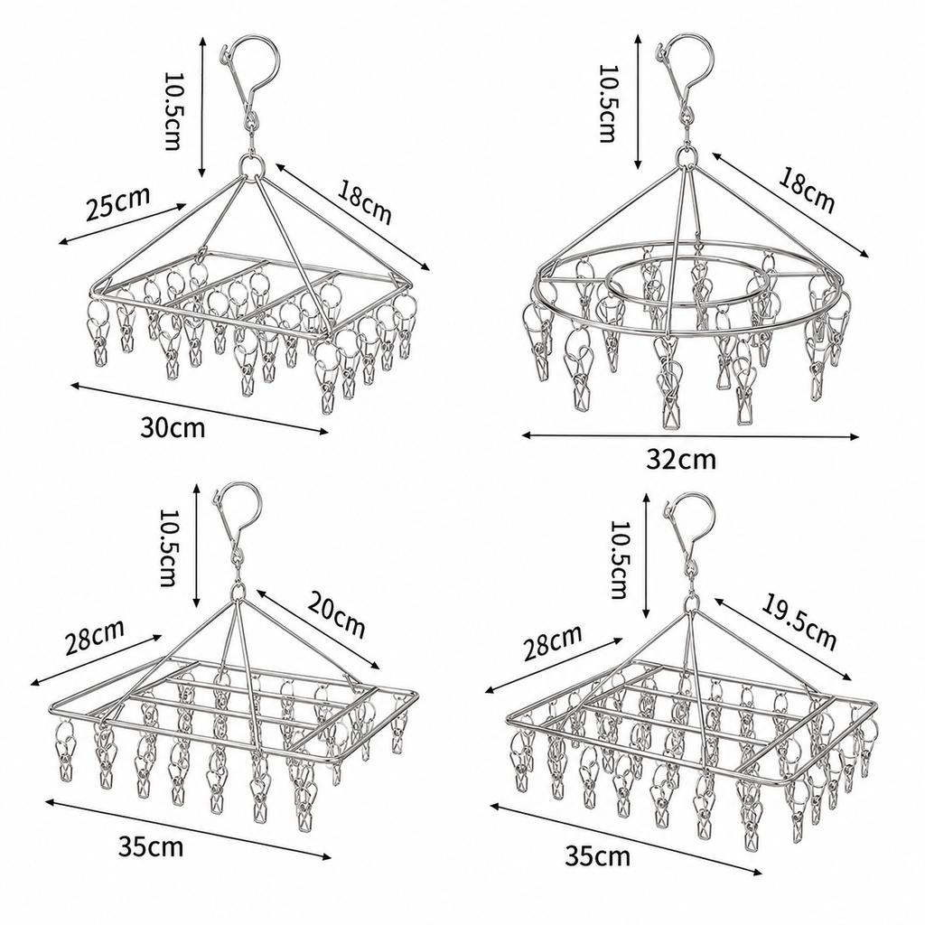 Stainless Steel Drying Racks Windproof Multi-clip Hangers Socks Bras Underwear Towel Hangers Anti-rust Clothes Hook Hangers